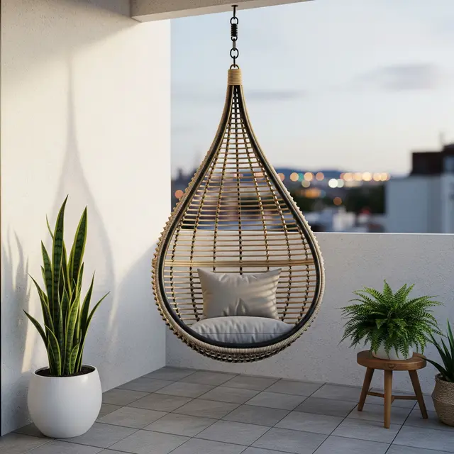 Teras Rumah Kecil dengan Ayunan Minimalis (Image by Gemini AI)