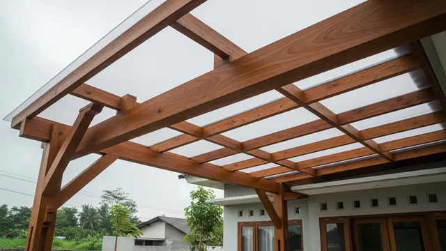 Model Kanopi Teras dari Rangka Kayu