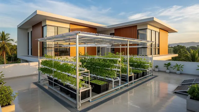 rumah minimalis 2 lantai dengan rooftop garden hidroponik anti bocor