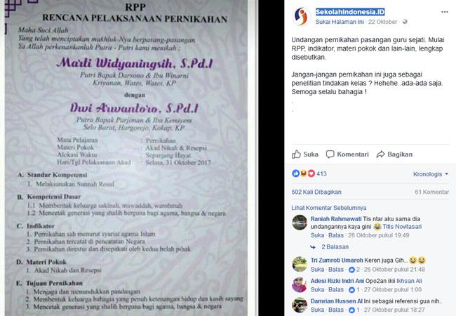 Foto undangan konsep RPP yang viral di dunia maya/copyright facebook.com/Sekolah Indonesia ID