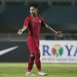 Gelandang Timnas Indonesia, Syahrian Abimanyu, saat melawan China pada laga PSSI 88th U-19 di Stadion Pakansari, Jawa Barat, Selasa (25/9/2018). Indonesia kalah 0-3 dari China. (Bola.com/Vitalis Yogi Trisna)