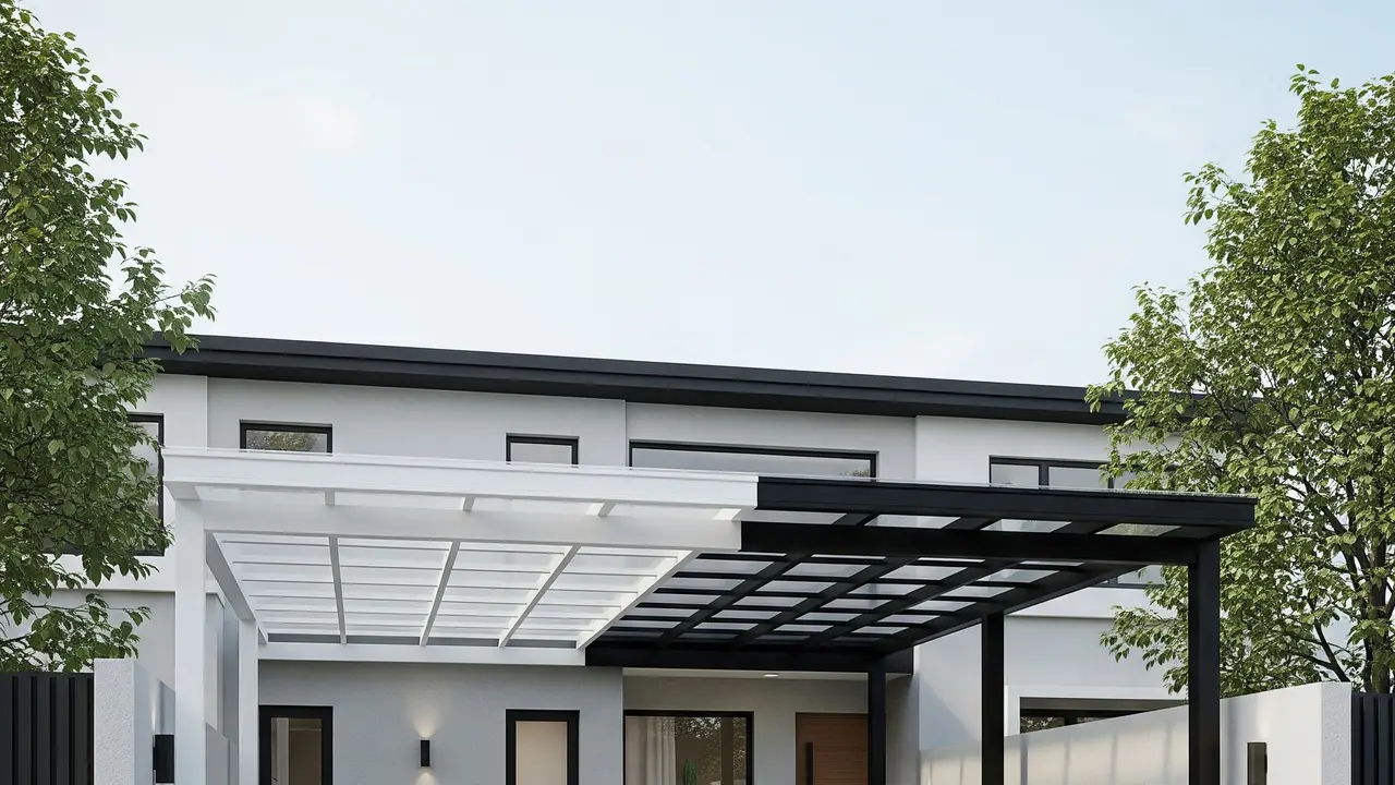 10 Inspirasi Carport Minimalis untuk 2 Mobil di Lahan Sempit, Tetap Rapi dan Estetik (Image by Gemini AI)