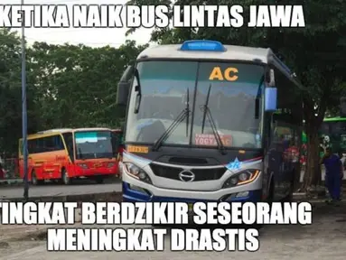 Naik bus sekaligus nambah-nambahin pahala. (Source: Ist)