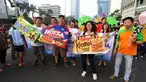 Orang Tua Group turut serta dalam Parade Simpatik Hari Pelanggan Nasional 2014 di Jakarta,  Minggu (7/9/14). (Liputan6.com/Johan Tallo)