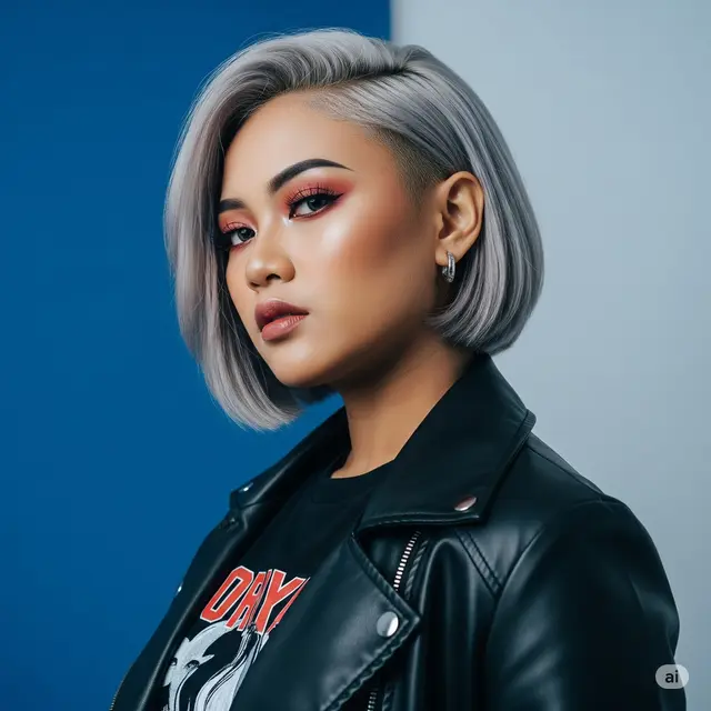 Inspirasi Rambut Pendek Highlight Abu-Abu. Foto: Gemini