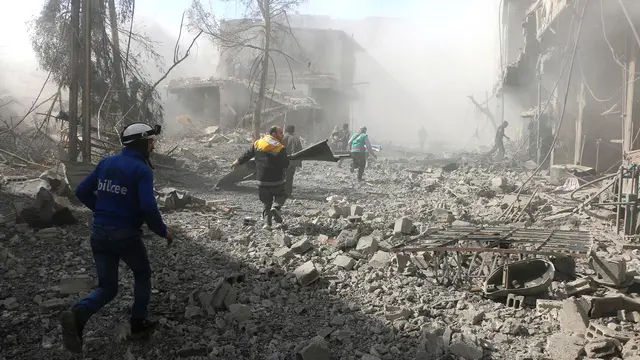 Pasukan Suriah Bombardir Ghouta Timur, 98 Orang Tewas