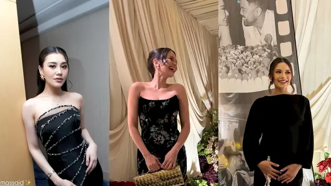 Deretan Gaya Glamor Artis dengan Gaun Hitam di Resepsi Ranggaz Laksmana dan Anggie, dari Aaliyah Massaid hingga Alyssa Daguise