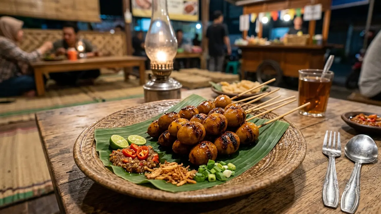 Ilustrasi resep sate telur puyuh angkringan