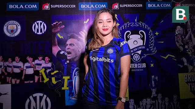 Andina, pencinta Inter Milan yang nonton bareng (nobar) final Liga Champions 2022/2023 antara Manchester City melawan Inter Milan.