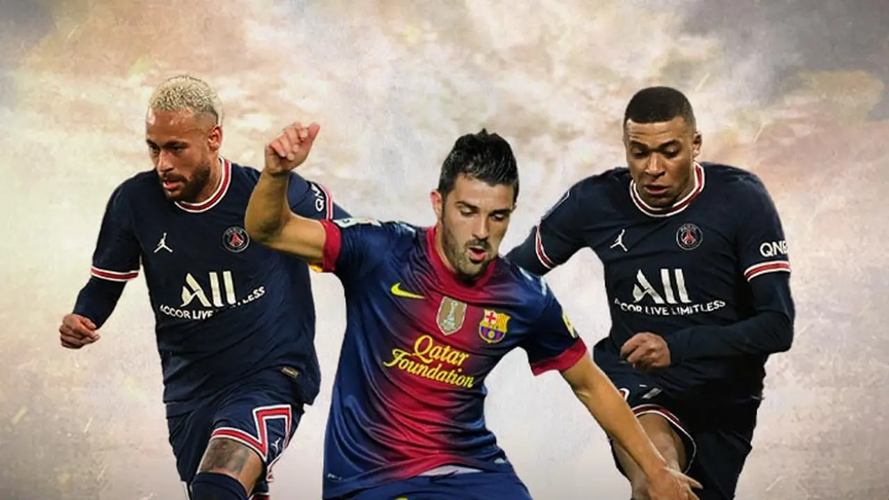 Ilustrasi - Neymar, David Villa, Kylian Mbappe