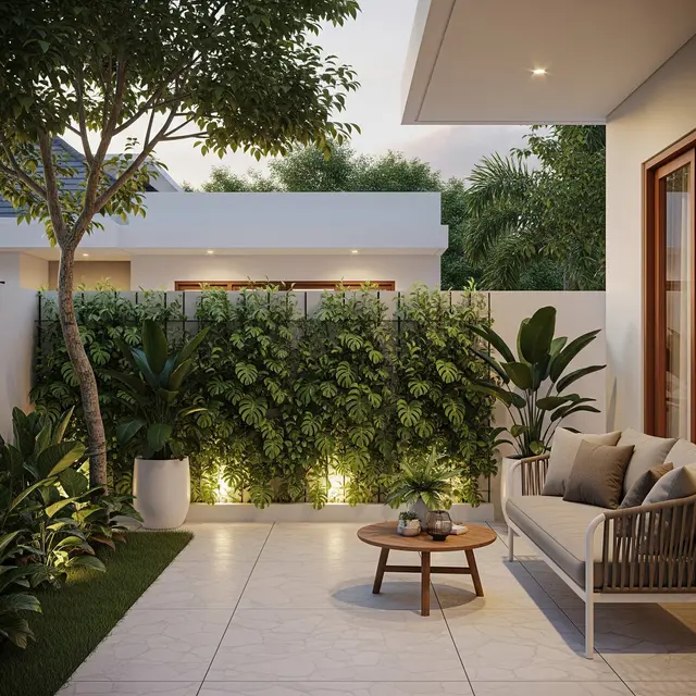 9 Model Teras Rumah Tropis-Modern dengan Pagar Tanaman dan Batu Alam Terbaru 2025