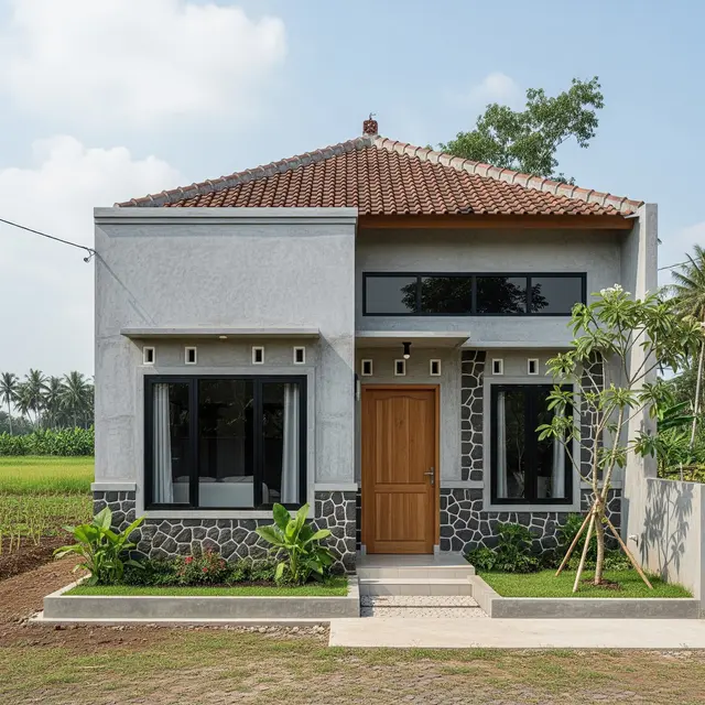 Contoh Rumah Kampung dengan Semen Ekspos