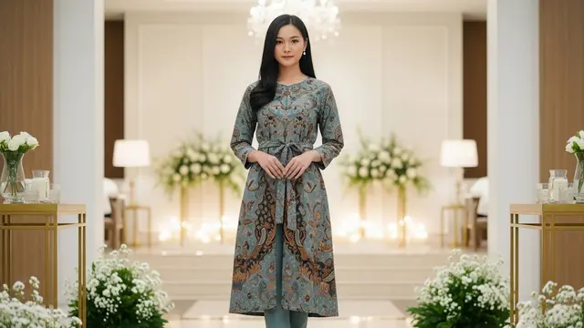 Setelan Long Tunic Batik dan Celana Pipa