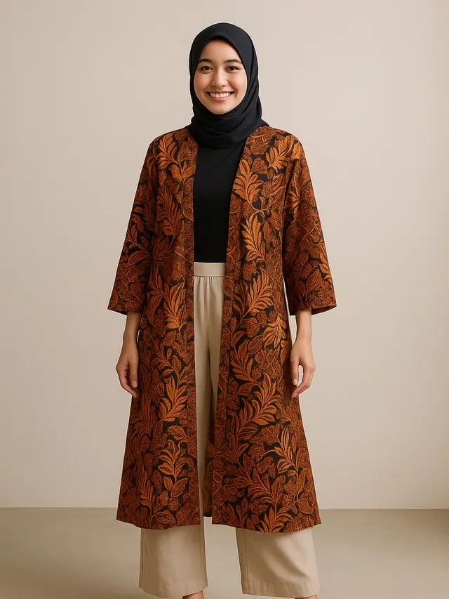 Model Cardigan Batik Panjang Terbaru 2025/ Ilustrasi AI