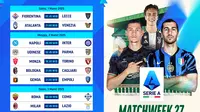 Jadwal siaran langsung Liga Italia 2024/25 pada matchweek 27 di Vidio. Dukung dan saksikan langsung tim kesayangan kalian di Liga Italia 2024/25 hanya di layanan OTT Vidio. (sum. doc. vidio.com)