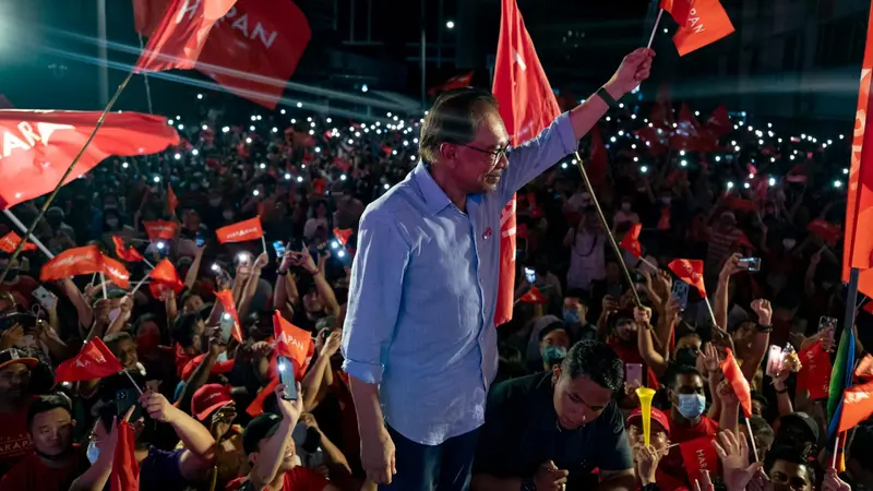Anwar Ibrahim menjelang Pemilu Malaysia 2022.