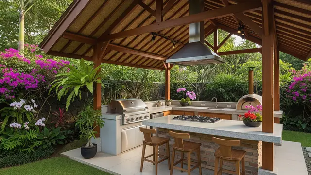 Desain Dapur Luar Rumah yang Nyaman untuk Masak Harian/Gemini AI