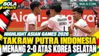 Highlight pertandingan sepak takraw nomor men's quadrant Grup B Asian Games 2026 antara Indonesia vs Korea Selatan. Indonesia tampil dominan dan meraih kemenangan 2-0 dengan skor 15-8, 15-7.