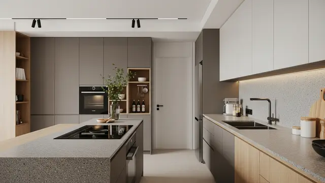 Desain Tempat Cuci Piring dan Kompor untuk Dapur Sempit Minimalis/ Ilustrasi AI