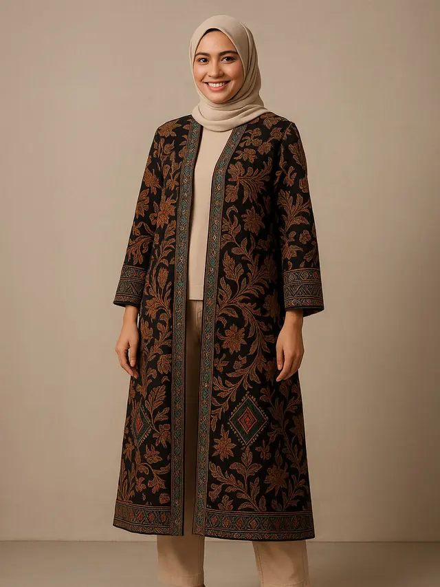Model Cardigan Batik Panjang Terbaru 2025/ Ilustrasi AI