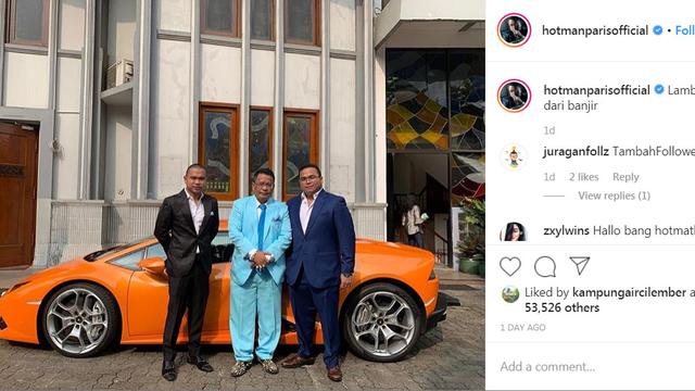 kondisi Lamborhini Hotman Paris setelah banjir Jakarta (https://www.instagram.com/p/B67vBXOFTCu/)