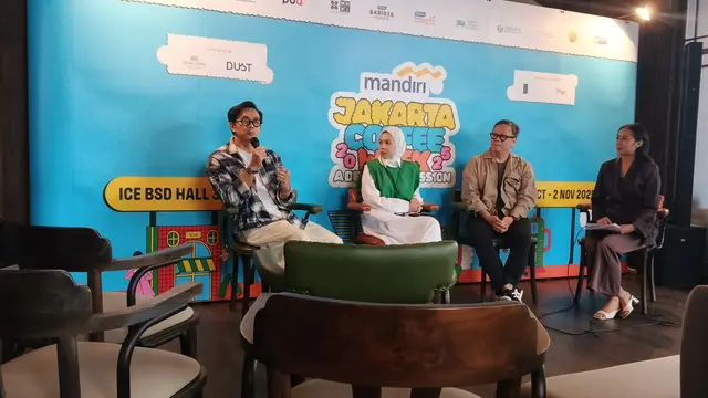 Sesi talkshow saat konferensi pers Jakarta Coffee Week 2025, Selasa 28 Oktober 2025(Felix, dia, Hendriawan) (dok. Liputan6.com/faqih Nuriman)