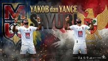 Sayuri bersaudara, Yakob dan Yance, yang menjadi andalan Malut United dan Timnas Indonesia. (Bola.com/Generated AI/Benediktus Gerendo Pradigdo)