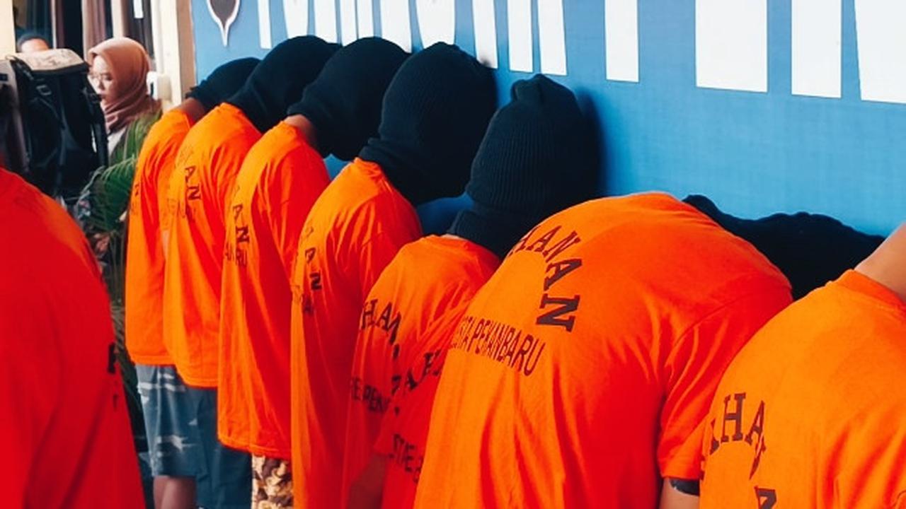 Anggota geng motor brutal Pekanbaru yang ditangkap polisi beberapa waktu lalu.