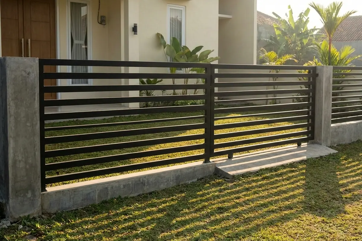 Inspirasi Pagar Rumah Rendah tapi Tetap Aman dan Estetik. AI
