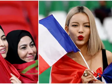 Kehadiran fans wanita tentu menjadi warna tersendiri di ajang Piala Dunia 2022. Berikut potret fans cantik asal Prancis dan Maroko.