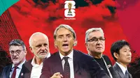 Kualifikasi Piala Dunia 2026 - Dragan Talajic, Graham Arnold, Roberto Mancini, Branko Ivankovic, Hajime Moriyasu (Bola.com/Adreanus Titus)