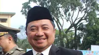 Rektor Uniga Abdusy Syakur Amin di sela-sela kegiatan apel bersama Forkopimda Garut (Liputan6.com/Jayadi Supriadin)