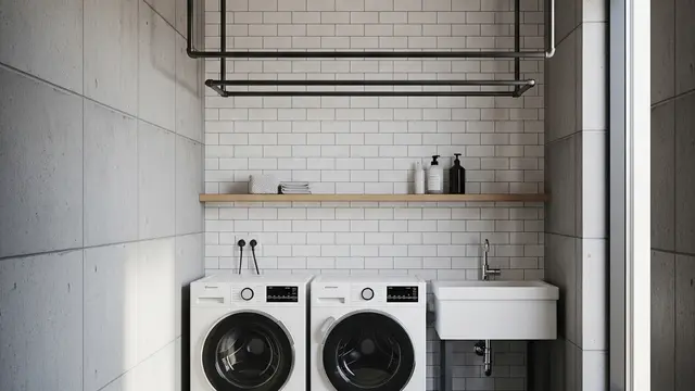 Model Ruang Cuci dengan Jemuran Gantung Minimalis