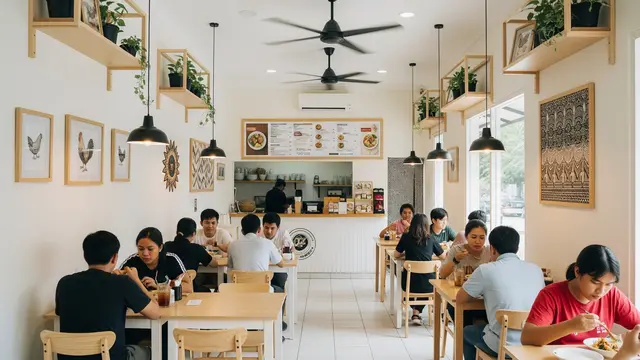 Ide Desain Warung Olahan Ayam Rumahan yang Selalu Ramai Pembeli/ Ilustrasi AI