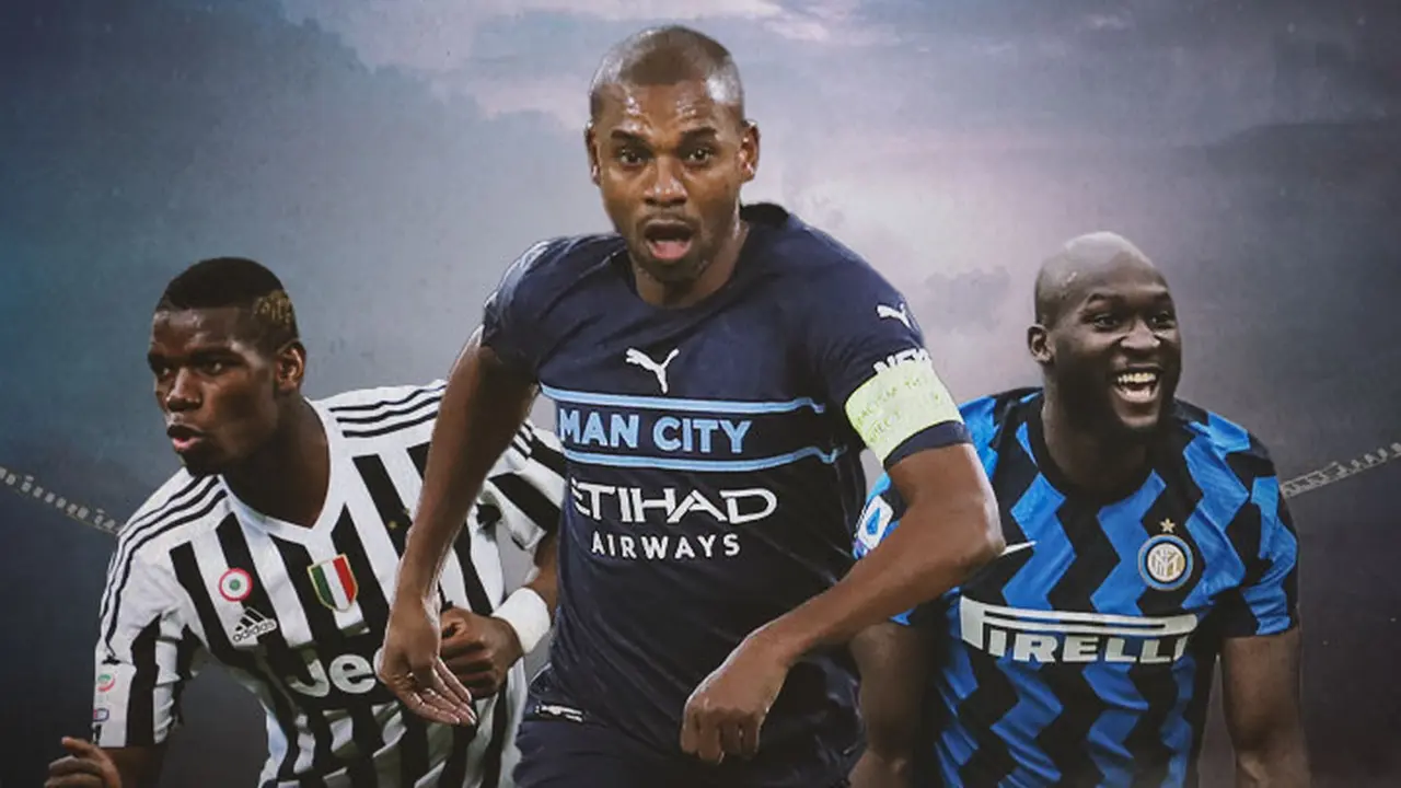 Ilustrasi - Paul Pogba, Fernandinho, Romelu Lukaku