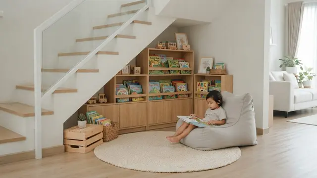 Model Rak Buku di Bawah Tangga