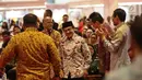 Presiden RI Ke-3 BJ Habibie bersiap memberikan sambutan dalam acara Habibie Festival 2017 di Jakarta, Senin (7/8). Festival mengambil tema "Technolog Inovation for People". (Liputan6.com/Faizal Fanani)