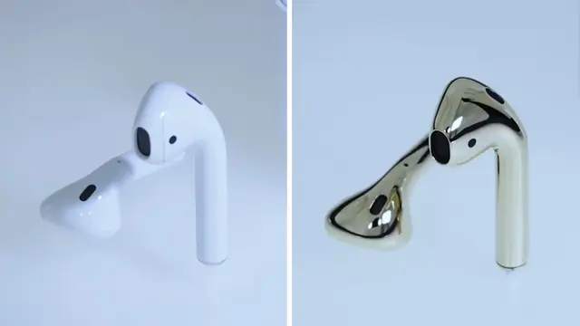 Pria Ini Ubah Airpods Jadi Airgolds, Airpods Berbahan Emas 18 Karat