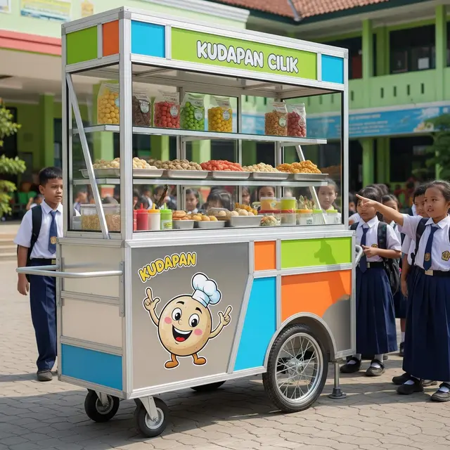 Desain Warung Jajan Anak Depan Rumah dengan Etalase Aluminium
