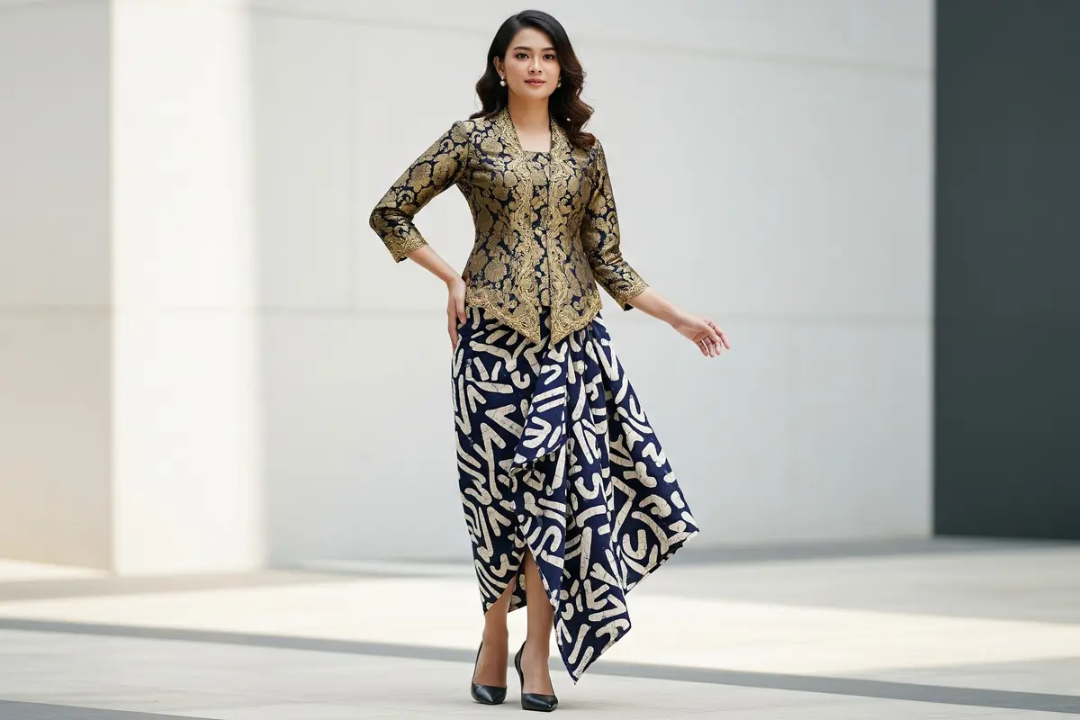 Model Atasan Brokat Timeless dengan Rok Batik Lilit Kekinian