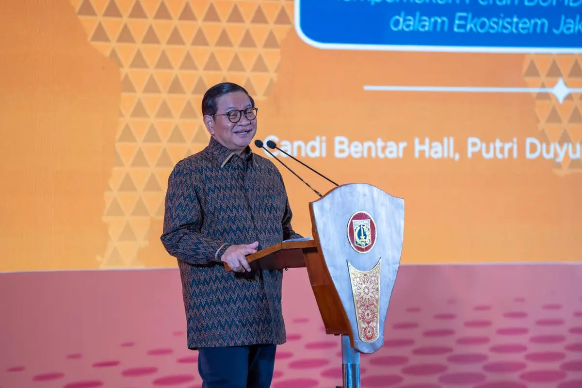 Gubernur Jakarta Pramono Anung saat menghadiri BUMD Leaders Forum yang digelar Badan Pembinaan BUMD (BP BUMD) DKI Jakarta bersama Bank Jakarta di Jakarta Utara. (Liputan6/Winda Nelfira)