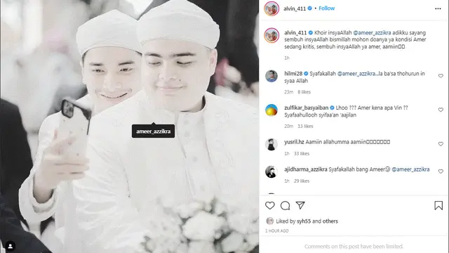 Ameer Azzikra adik Alvin Faiz Kritis