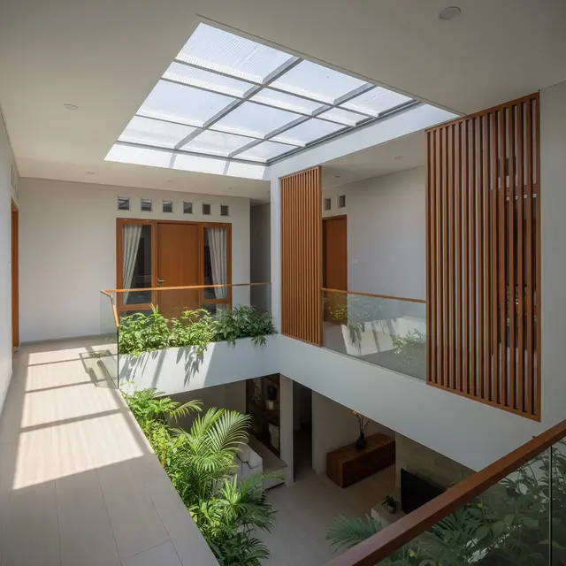 Model Rumah Mungil tapi Tampak Tinggi dengan Plafon Terbuka