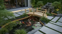7 Desain Kolam Ikan Estetik di Teras Rumah 2025, Bikin Hunian Makin Asri dan Menenangkan (foto: Gemini AI)