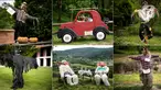 Kombinasi gambar yang diambil pada 3 Mei 2022 menunjukkan orang-orangan sawah selama "Pameran Orang-orangan Sawah" tahunan di desa Castellar, Italia utara, dekat Cuneo. Selama pameran tahunan, warga menyiapkan orang-orangan sawah mereka sendiri dan menaruhnya di taman, halaman, ladang, serta jalan. (MARCO BERTORELLO / AFP)