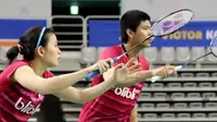 Praveen Jordan/Debby Susanto tak mau berbicara muluk-muluk menjelang partai perempat final Korea Terbuka Super Series 2017, Jumat (14/9/2017). (PBSI)