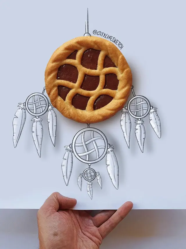 6 Kombinasi Lukisan Tangan Bentuk Makanan dengan Realita Ini Kreatif Banget
