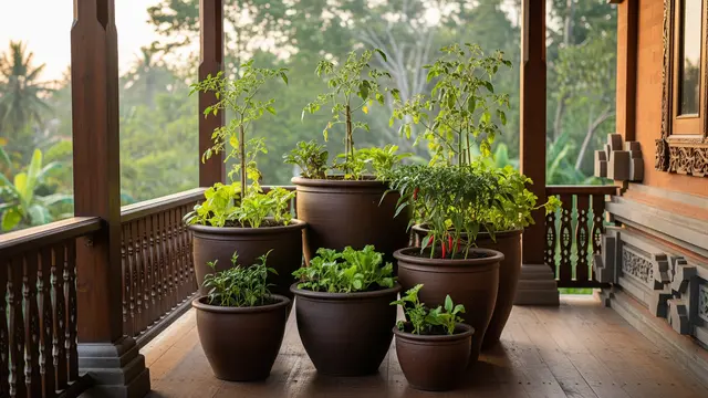 Kebun Sayur Kecil yang Menambah Estetika Teras Rumah