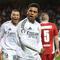 Pada menit ke-78, gol kedua Rodrygo mempertebal keunggulan Real Madrid atas Brest. (Damien MEYER/AFP)