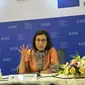 Menteri Keuangan sekaligus Ketua KSSK Sri Mulyani Indrawati, dalam konferensi pers KSSK di Kantor Pusat Lembaga Penjamin Simpanan (LPS), Jakarta, Jumat (2/8/2024). (Tira/Liputan6.com)